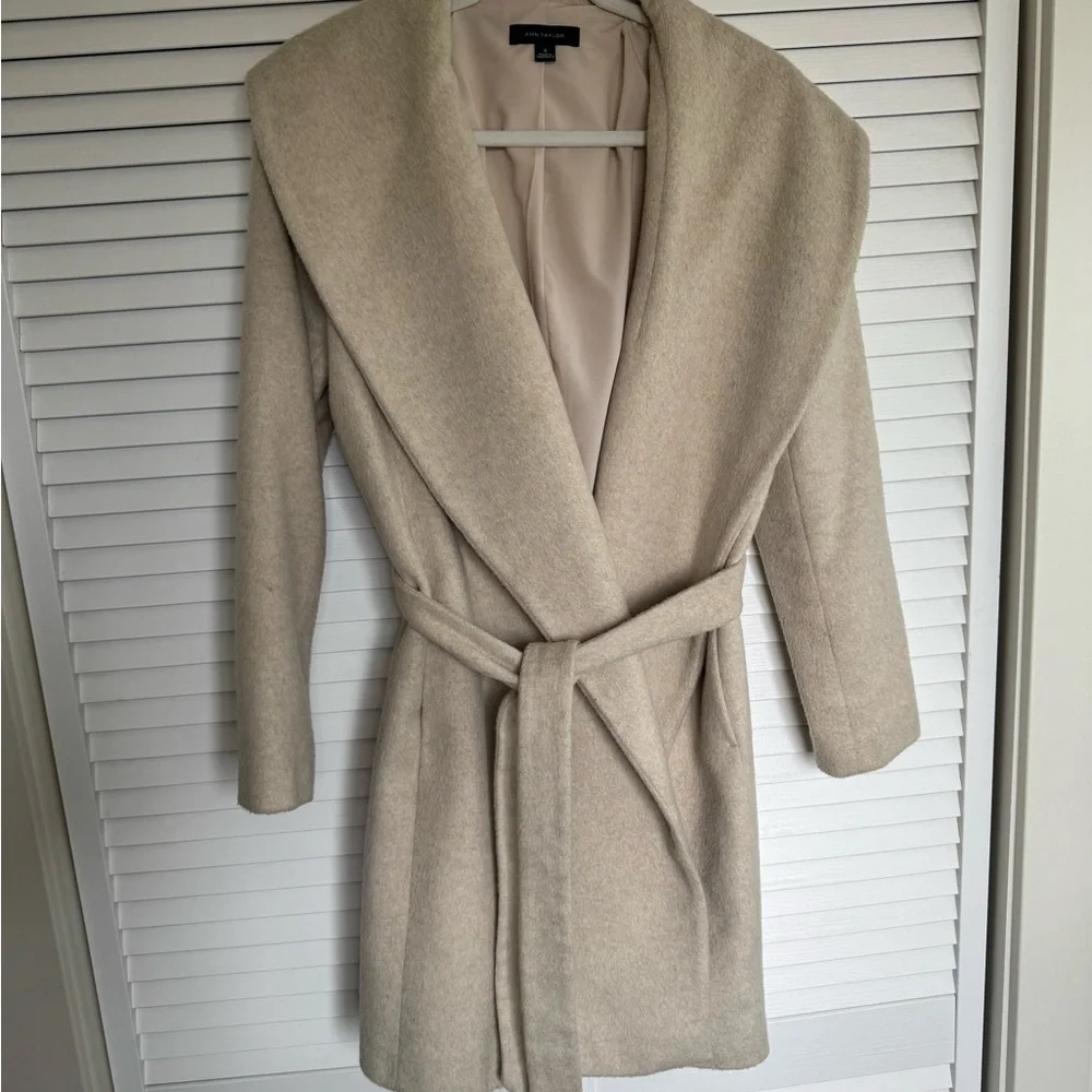 Ann Taylor Wool Shawl Collar Wrap Coat | Small - Picture 2 of 10